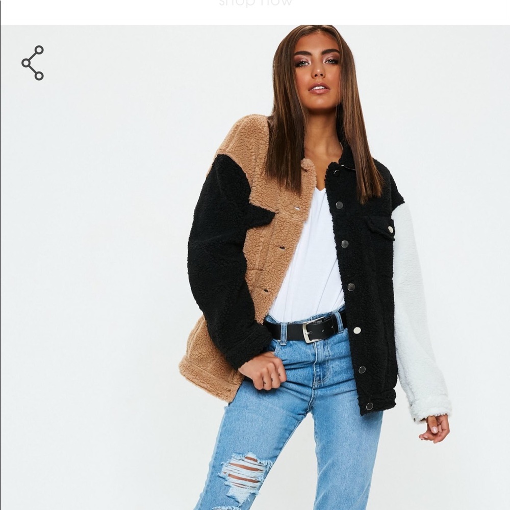 NWT misguided color block fuzzy jacket